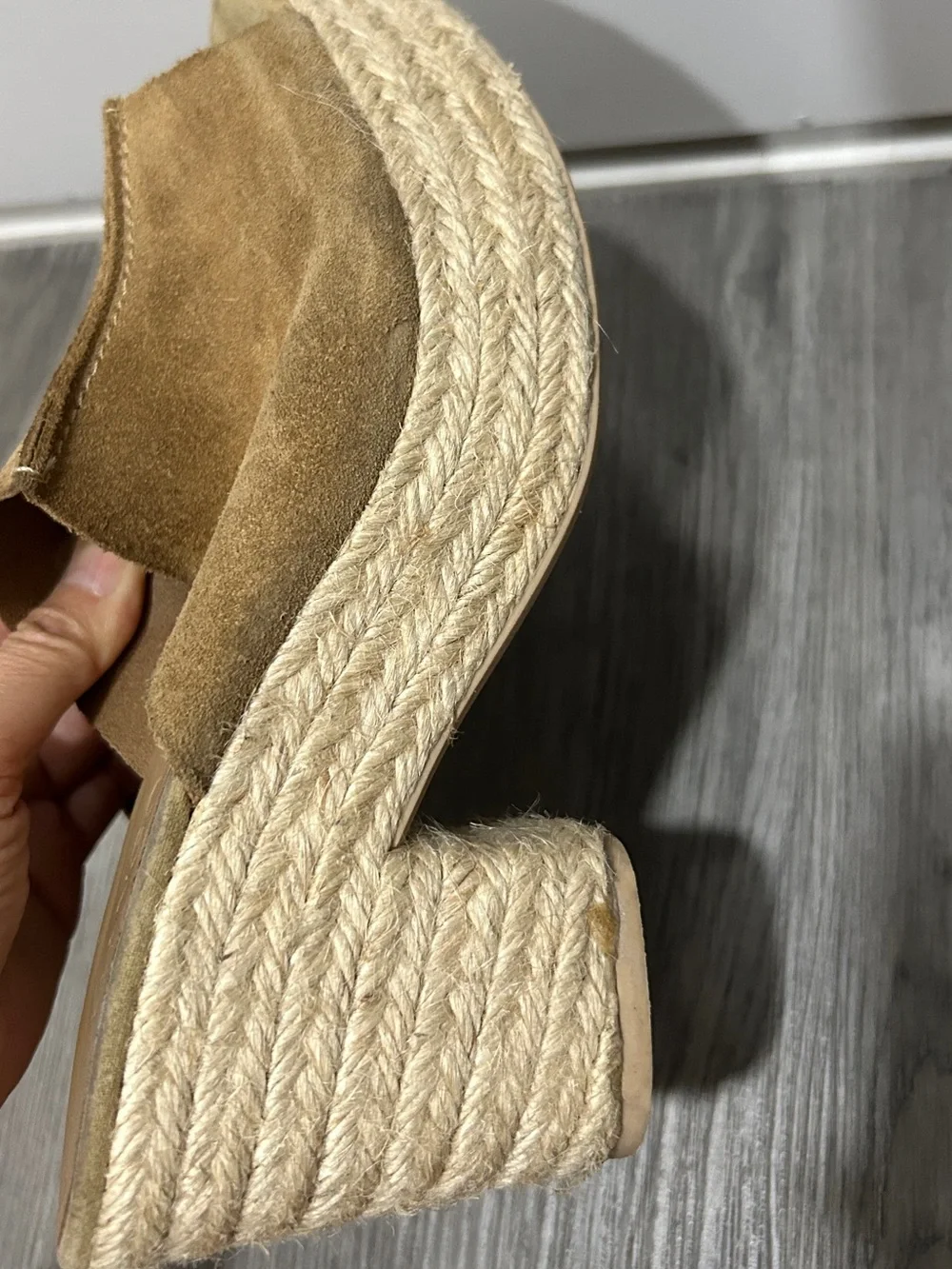 Mango Suede Platform Espadrilles - Tan